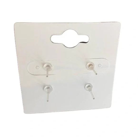 2 Pack Stud Earrings. Acrylic Backing. White & Gold Set - Picture 4 of 4